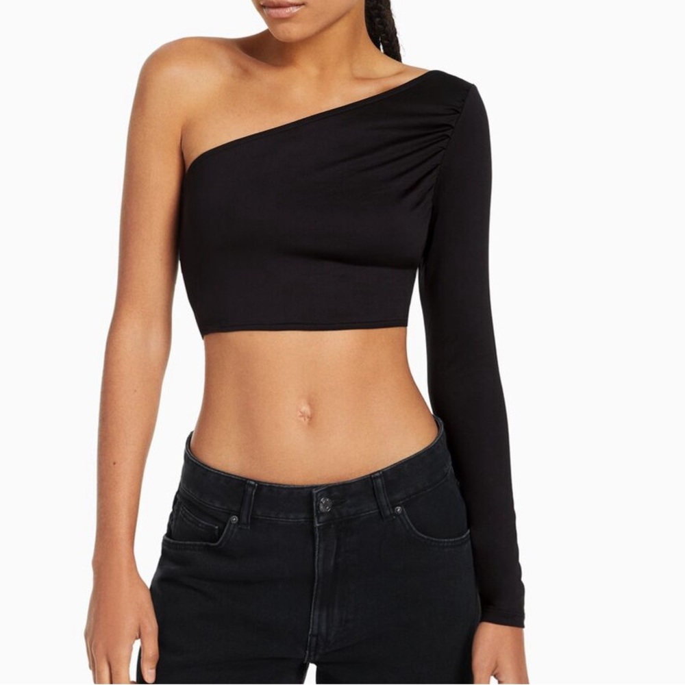BERSHKA ASYMMETRIC LONG SLEEVE TOP